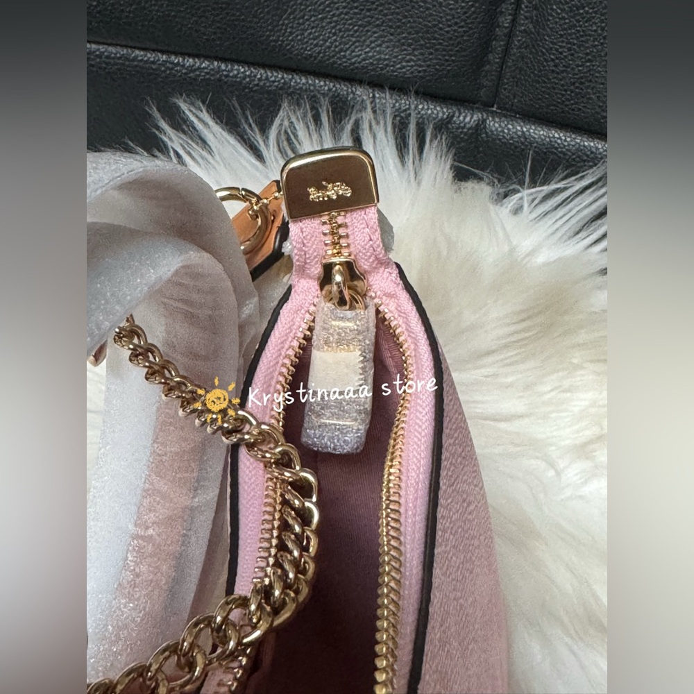NWT Coach Gold Powder Pink Teri Shoulder Bag Signature with Charms CEA20 - Picture 7 of 11